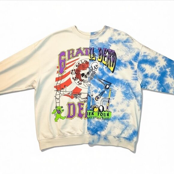 Grateful Dead Tie-Dye Graphic Sweatshirt Divided By H&M Skeleton & Roses Size S - Picture 2 of 14
